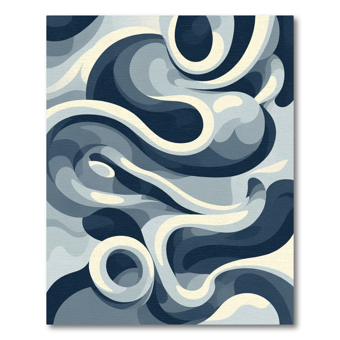 Cool Blue Swirling Abstract Rug