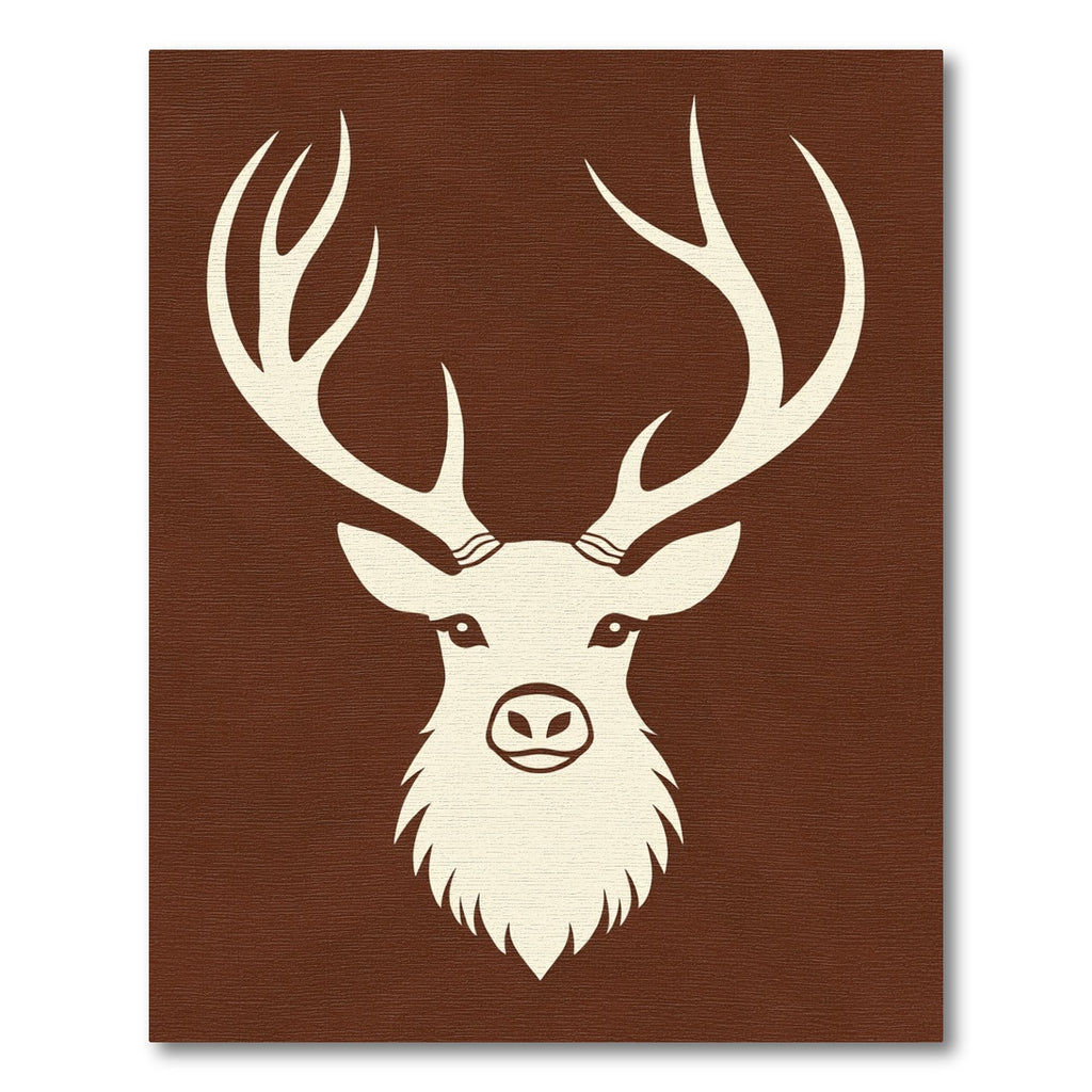 Rustic Cream Deer Head Brown Background Rug