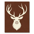Rustic Cream Deer Head Brown Background Rug