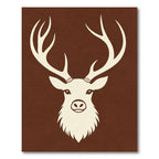 Rustic Cream Deer Head Brown Background Rug