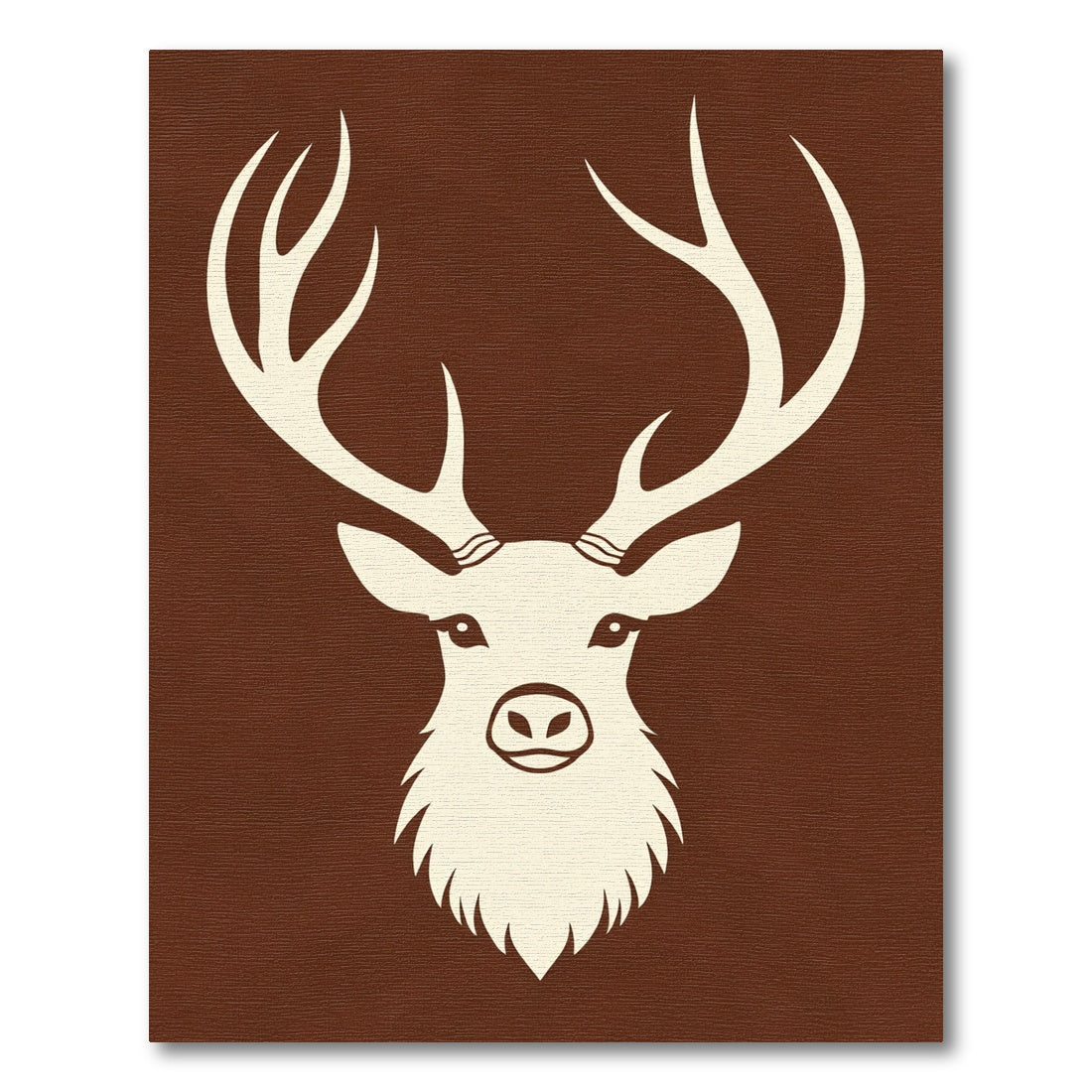 Rustic Cream Deer Head Brown Background Rug