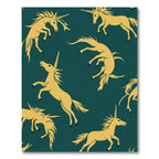 Golden Unicorns Teal All-Over Rug