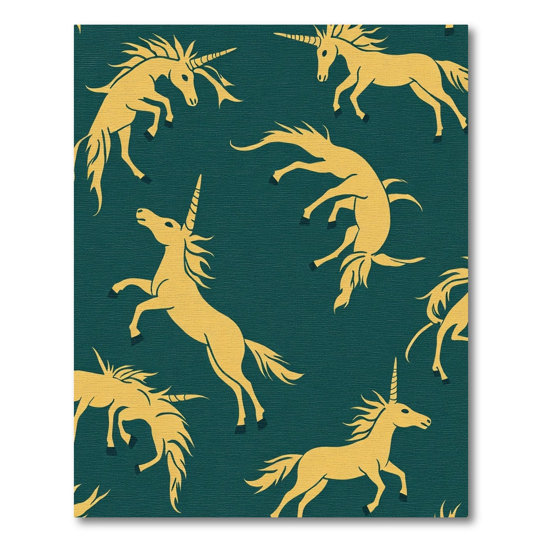 Golden Unicorns Teal All-Over Rug
