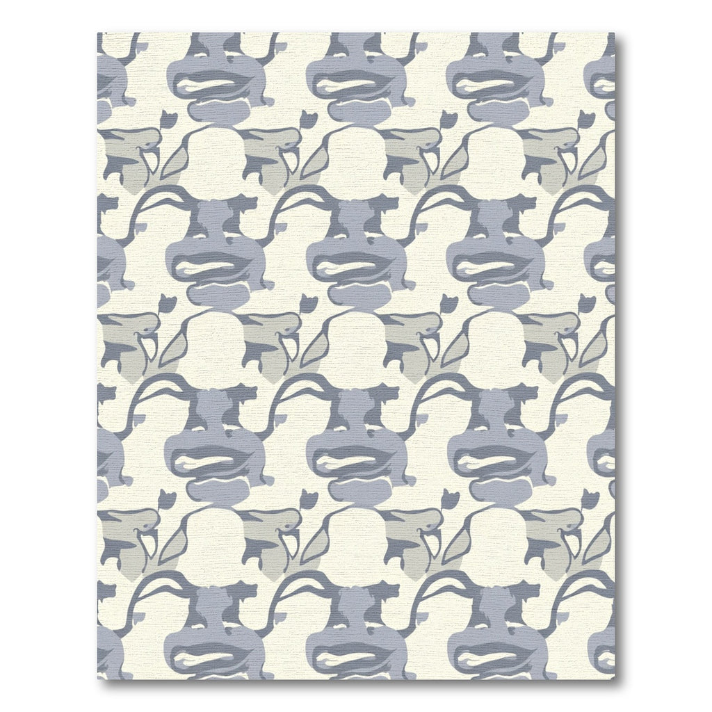 Gray Abstract Cartoonish Faces Rug
