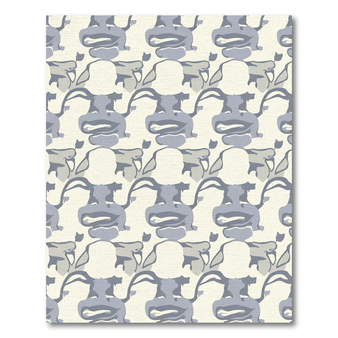 Gray Abstract Cartoonish Faces Rug