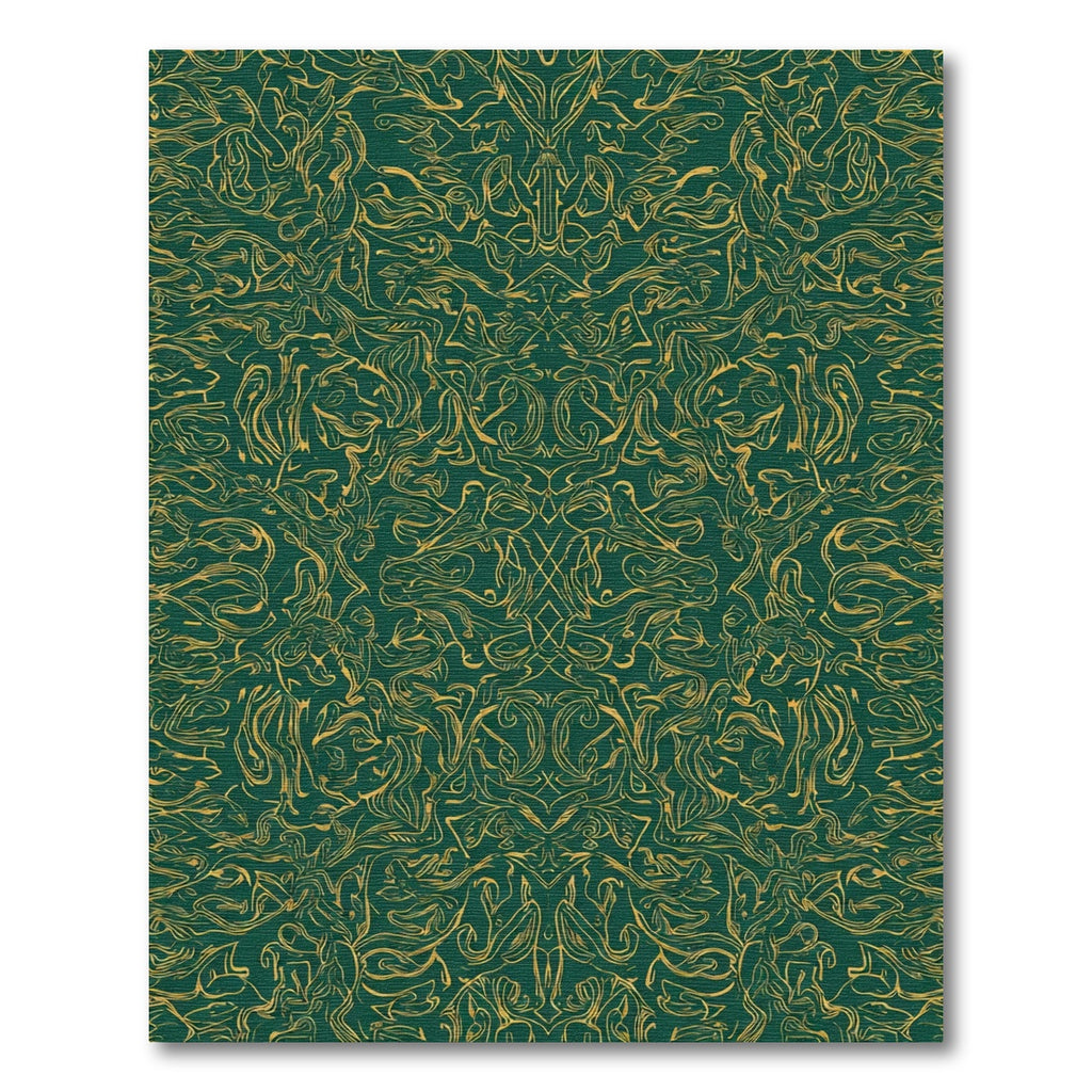 Emerald Gold Ornate Swirl Rug