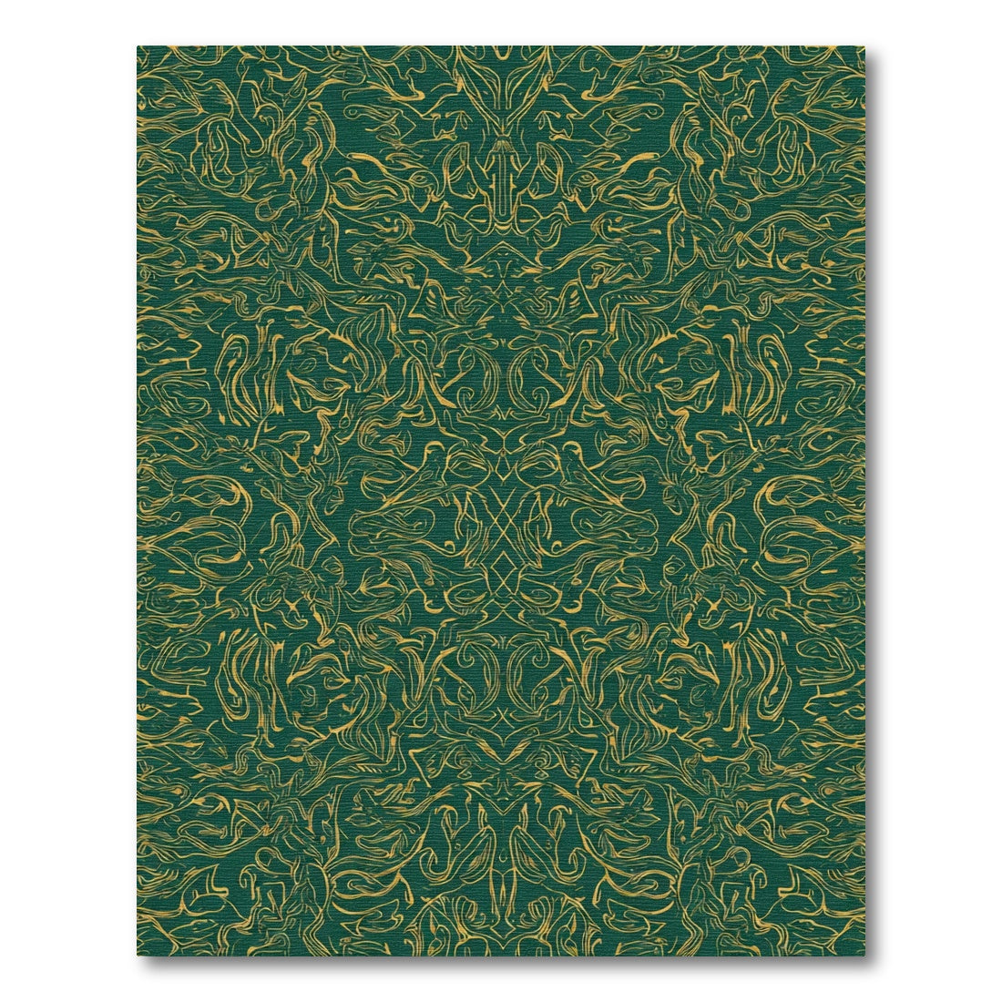 Emerald Gold Ornate Swirl Rug