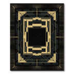 Retro Gold Black Geometric Layered Frame Rug