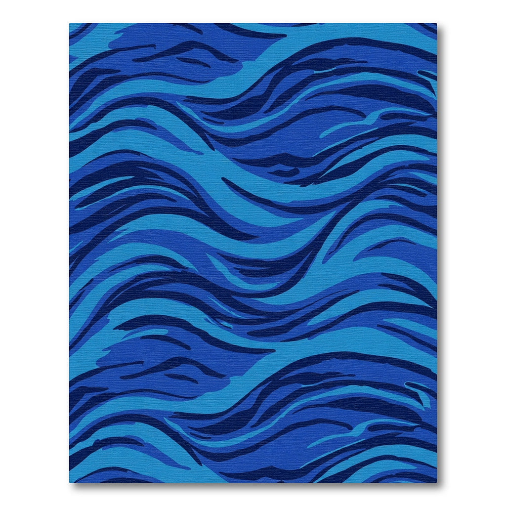 Abstract Blue Wave Stripe Rug