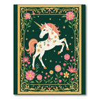 Whimsical Unicorn Floral Garden Art Rug