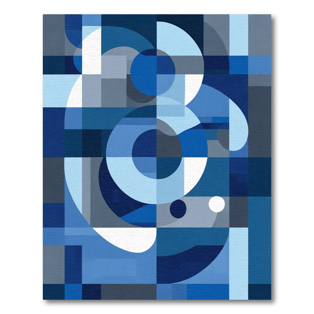 Abstract Blue Geometric Circles Rug