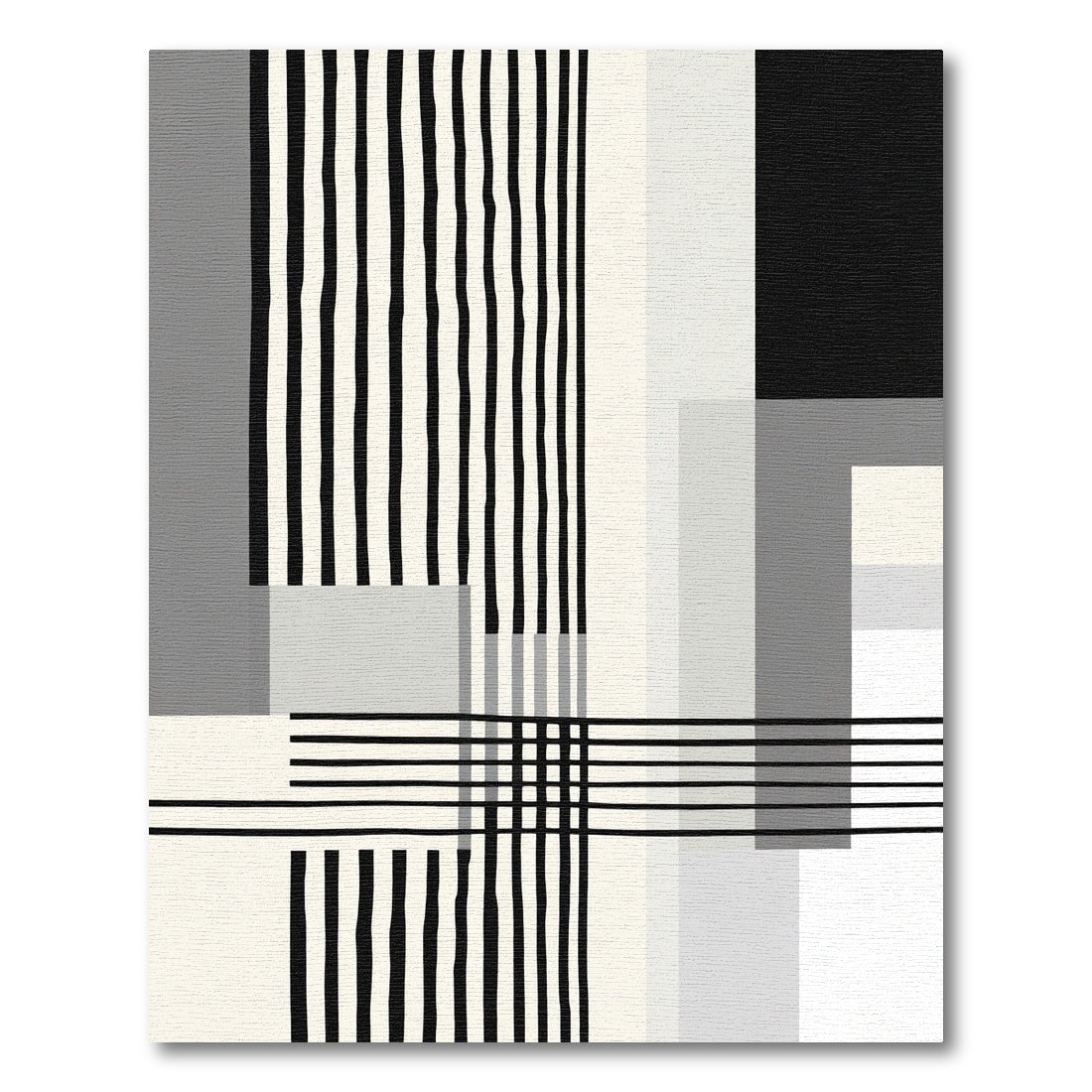Monochrome Geometric Stripe Overlay Rug