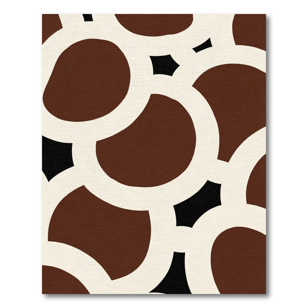 Deep Brown Cream Abstract Circles Rug