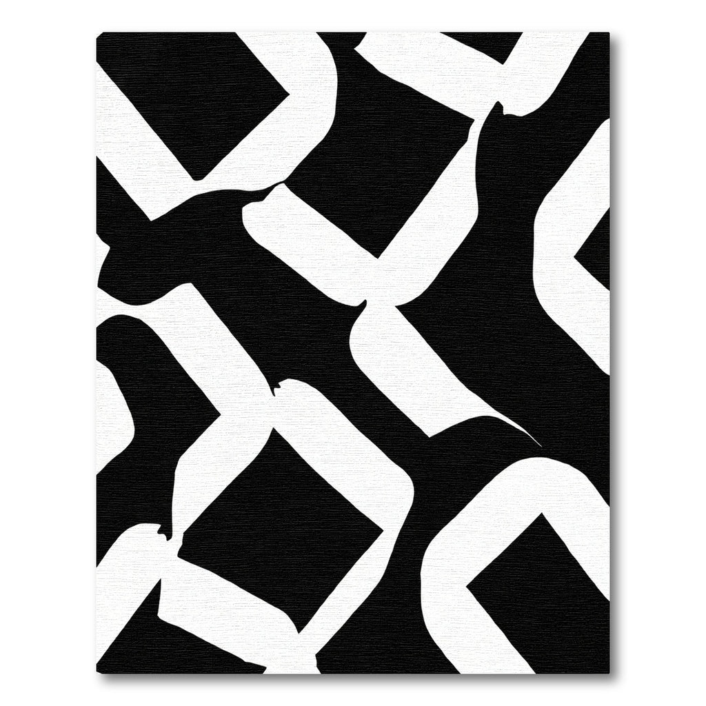 Monochrome Abstract Interlocking Shapes Rug