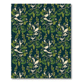 Dark Teal Cream Bird Pear Branches Rug
