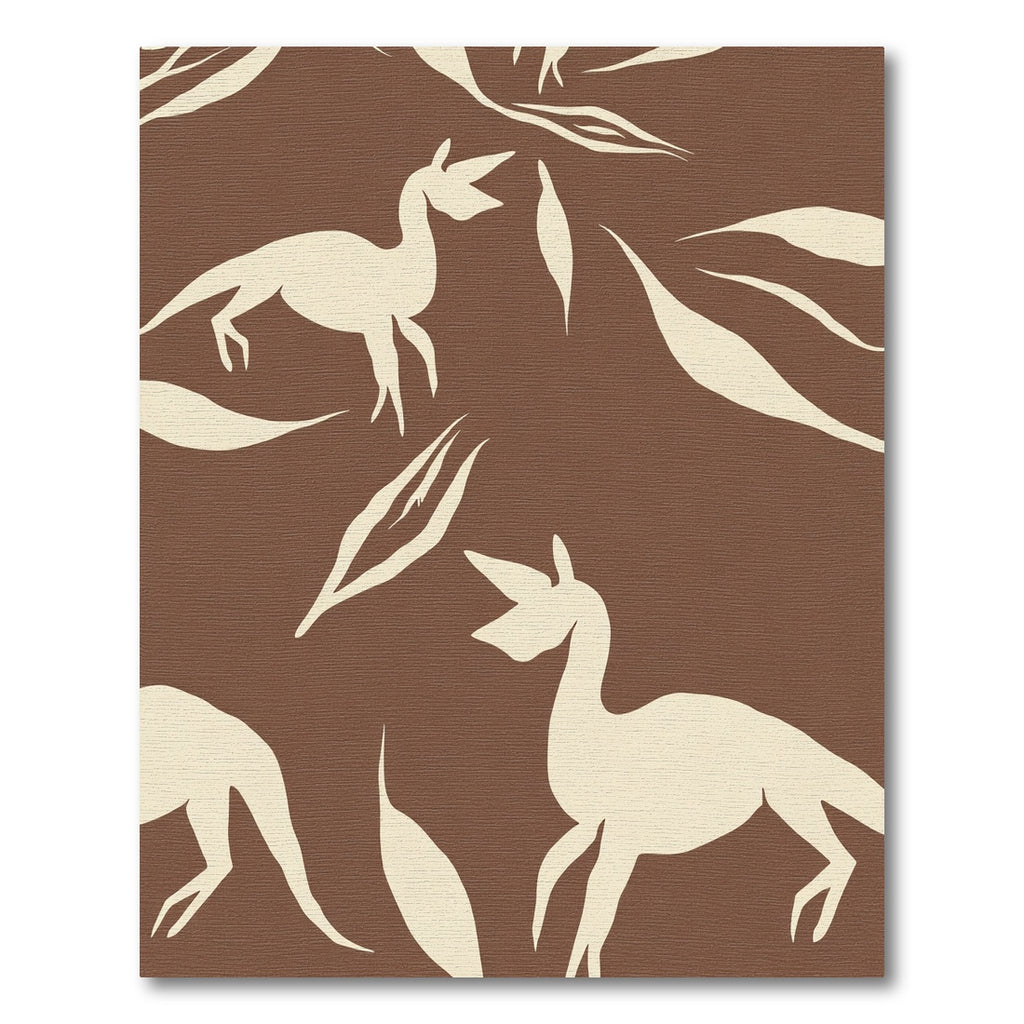 Cream Dino Silhouette Brown Abstract Rug