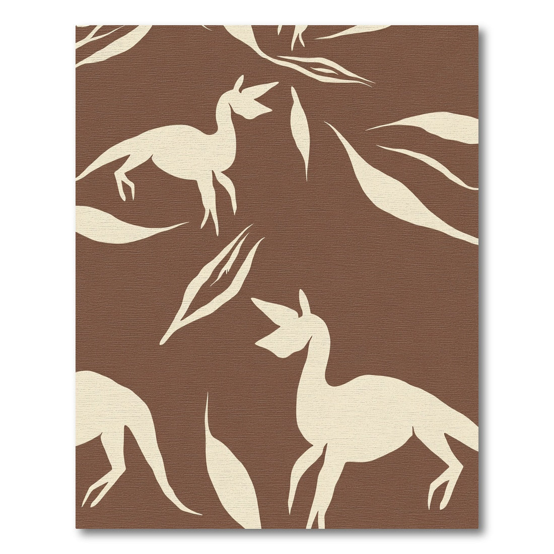 Cream Dino Silhouette Brown Abstract Rug