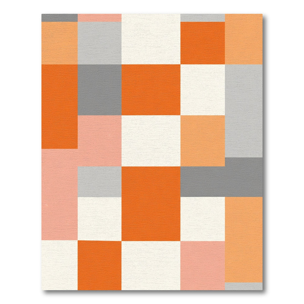 Modern Geometric Blocks Orange Cream Gray Rug