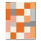 Modern Geometric Blocks Orange Cream Gray Rug