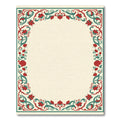 Crimson Teal Floral Vines Border Rug
