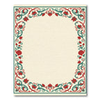 Crimson Teal Floral Vines Border Rug