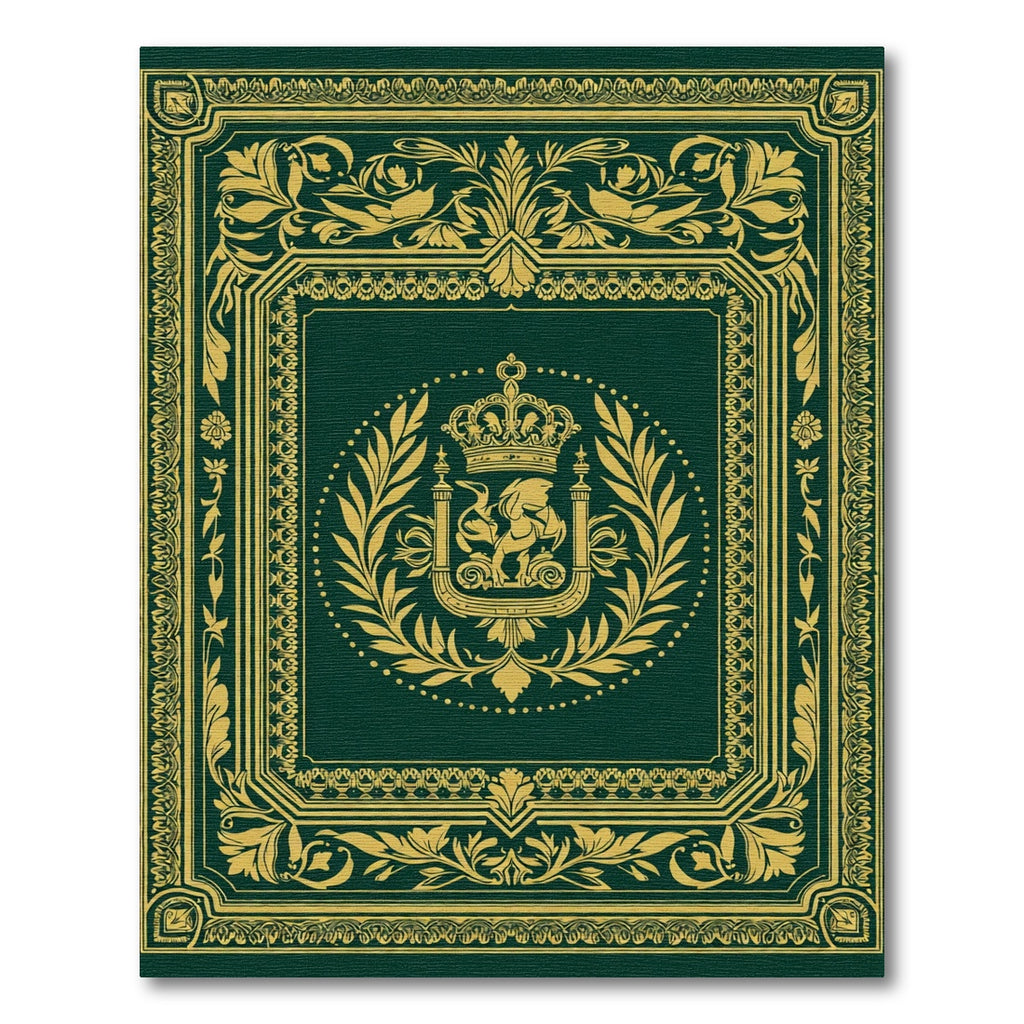 Regal Emerald Emblem Laurel Wreath Rug
