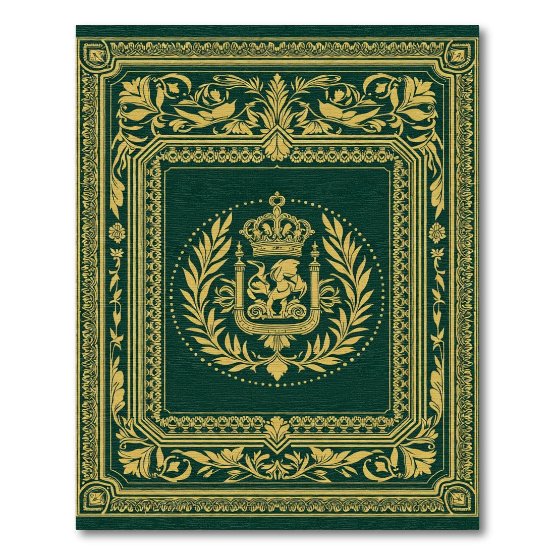 Regal Emerald Emblem Laurel Wreath Rug