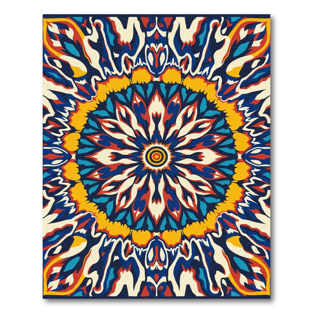 Vibrant Retro Psychedelic Mandala Rug