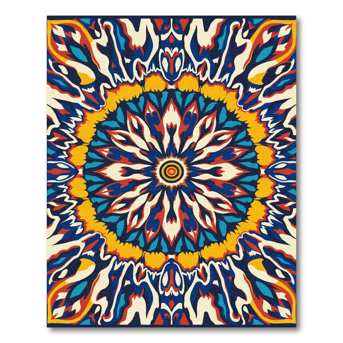 Vibrant Retro Psychedelic Mandala Rug