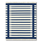 Navy Cream Striped Border Rug