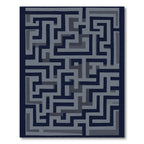 Navy Blue Geometric Maze Rug