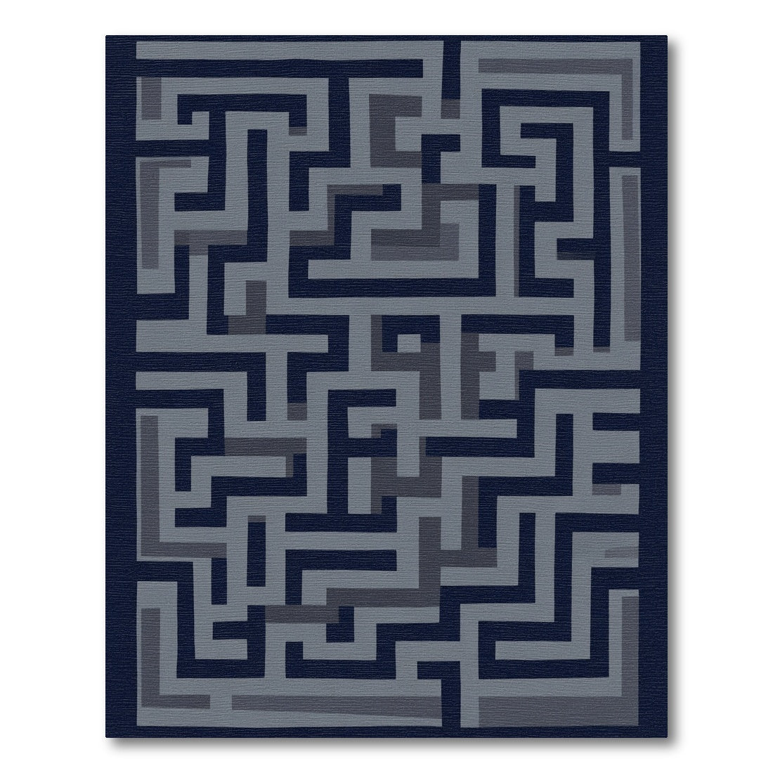 Navy Blue Geometric Maze Rug