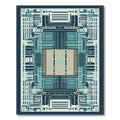 Abstract Cyan Geometric Circuit Board Rug