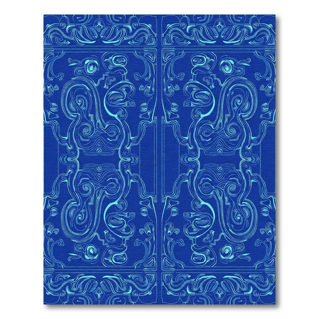 Royal Blue Swirls Art Nouveau Rug