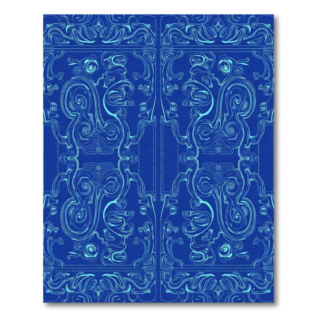 Royal Blue Swirls Art Nouveau Rug