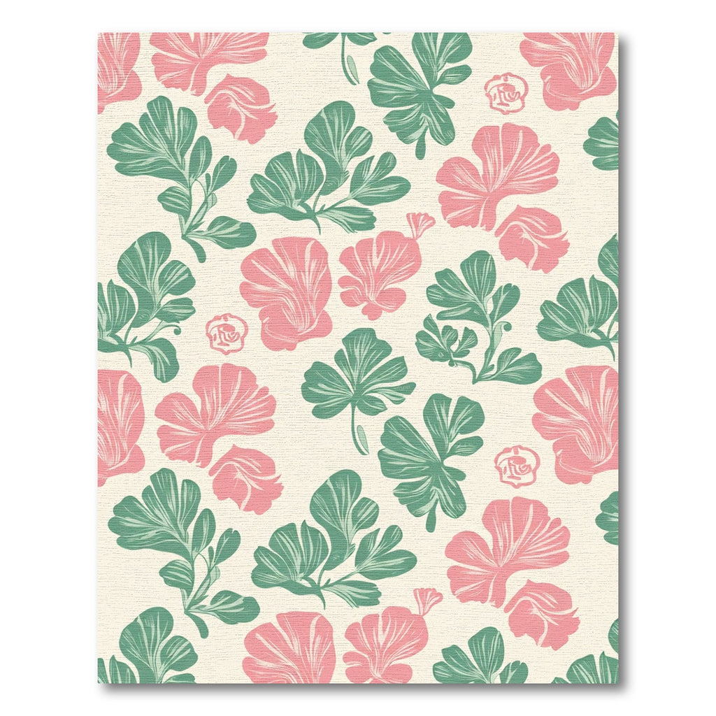 Pink Green Floral Botanical Repeat Rug