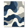 Abstract Navy Blue Flowing Waves Rug