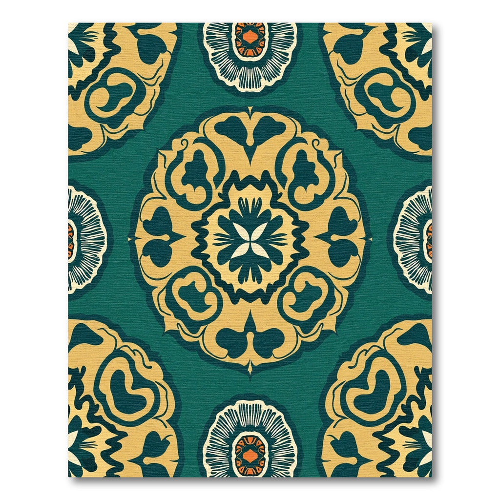 Emerald Teal Gold Medallion Radiance Rug