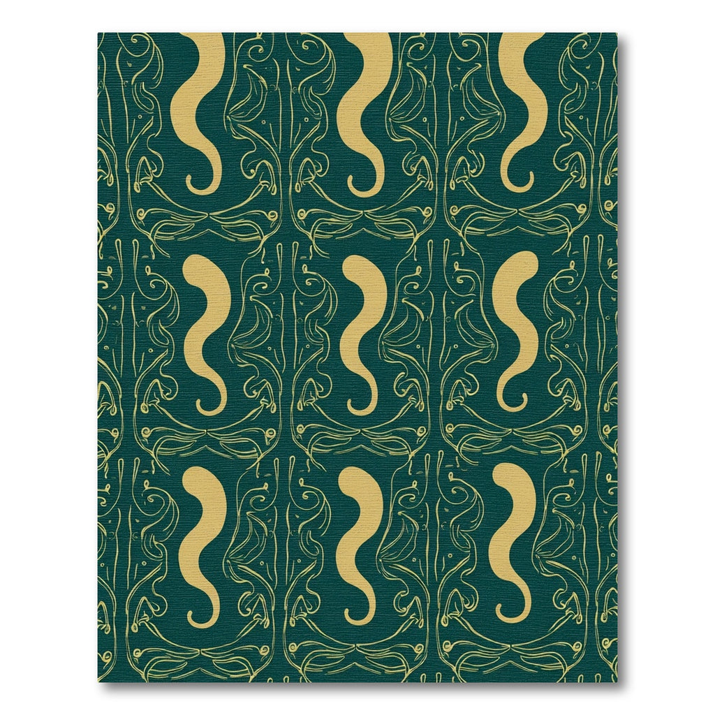 Teal Gold Art Nouveau Swirls Rug