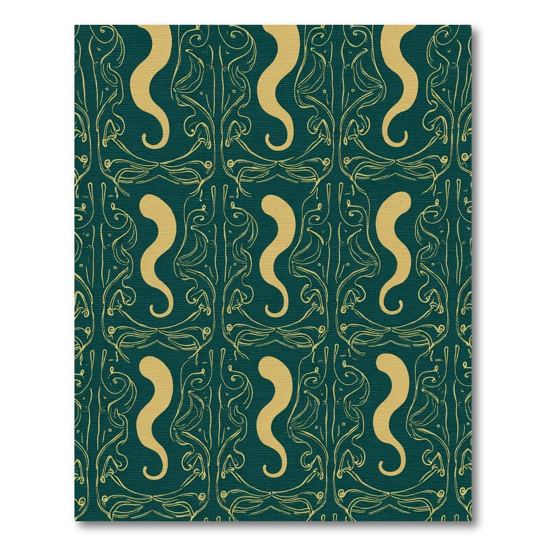 Teal Gold Art Nouveau Swirls Rug