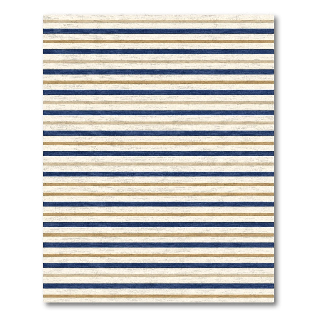 Navy Gold Cream Horizontal Stripe Compositions Rug