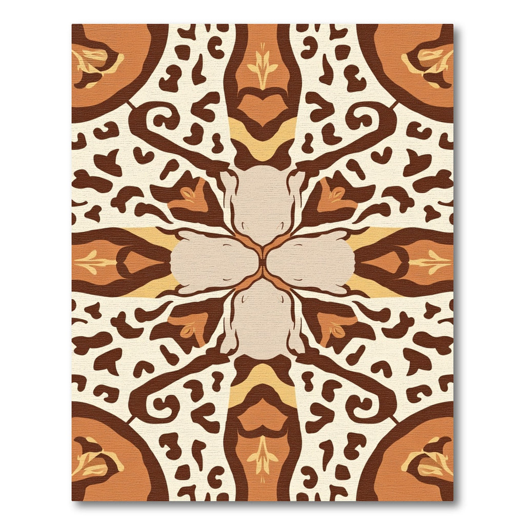 Earthy Leopard Print Mandala Rug