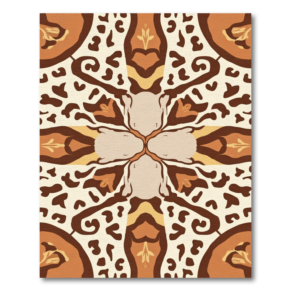 Earthy Leopard Print Mandala Rug