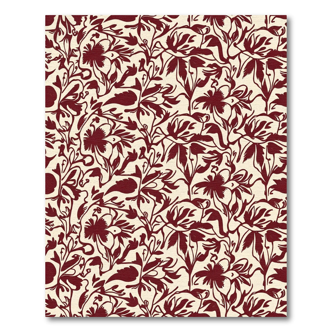 Crimson Floral Vine Cream Rug