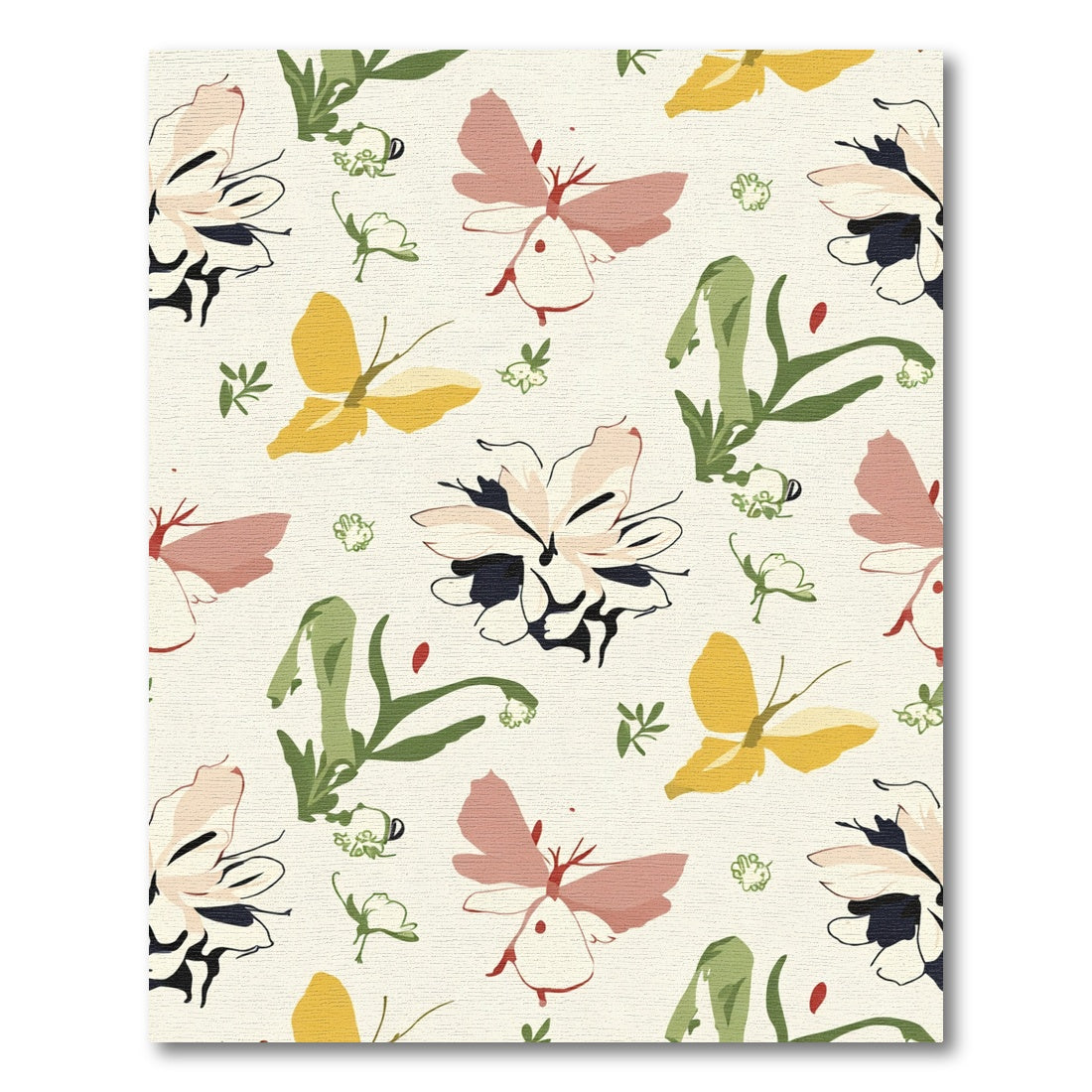 Whimsical Pink Yellow Butterfly Garden Rug
