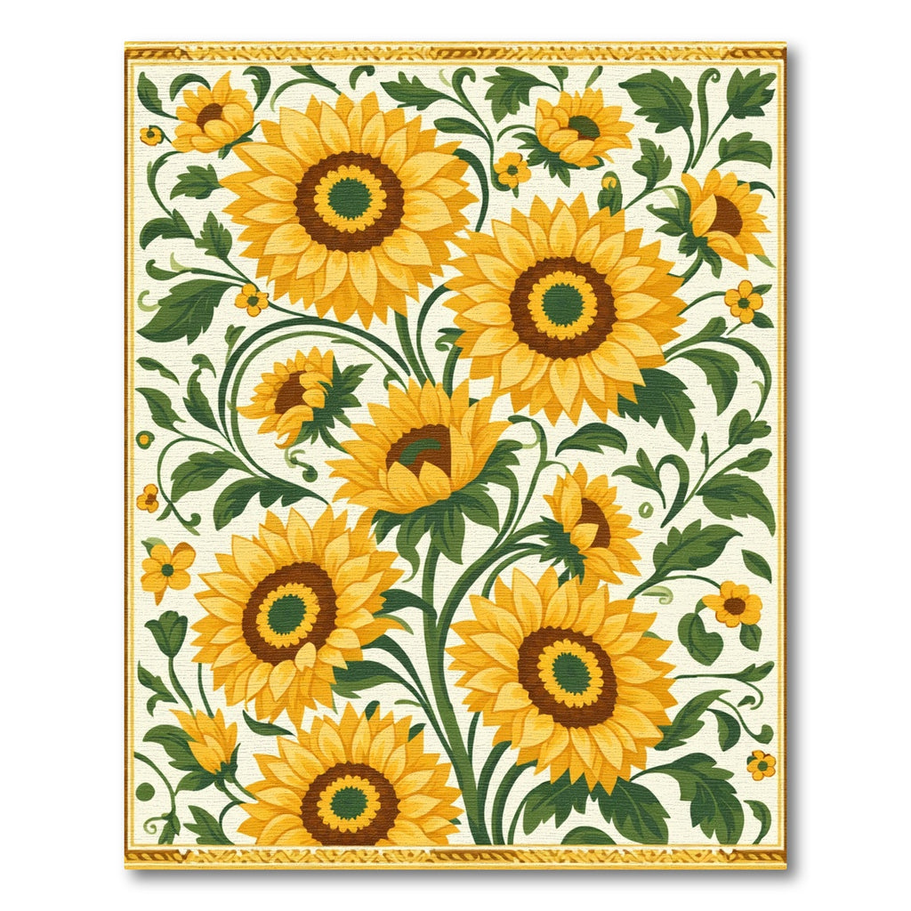 Golden Yellow Sunflower Garden Botanical Rug
