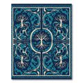 Navy Teal Cream Tree Branches Rug