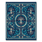 Navy Teal Cream Tree Branches Rug