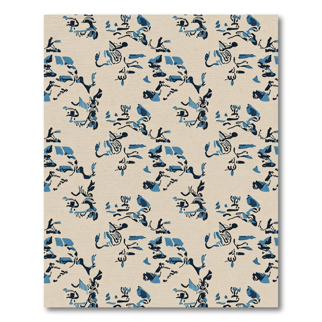 Abstract Blue and Beige Brushstroke Forms Rug