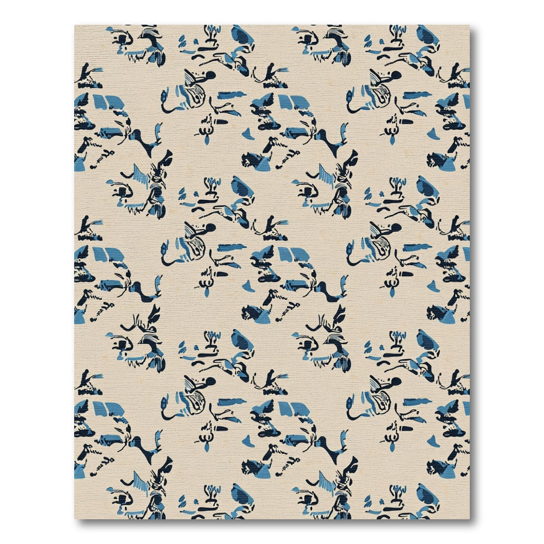 Abstract Blue and Beige Brushstroke Forms Rug